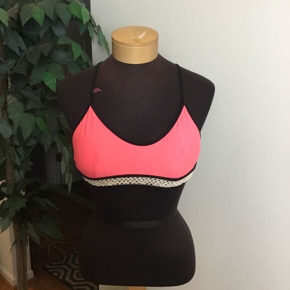 SO NWT size large crochet trim Swim top coral - Picture 1 of 15